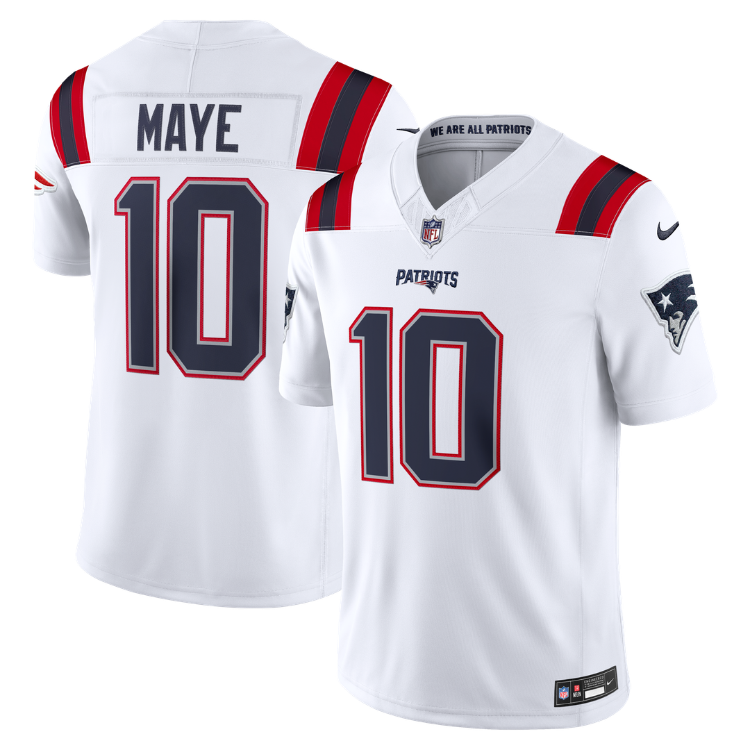 Drake Maye New England Patriots Stitched Jersey - White