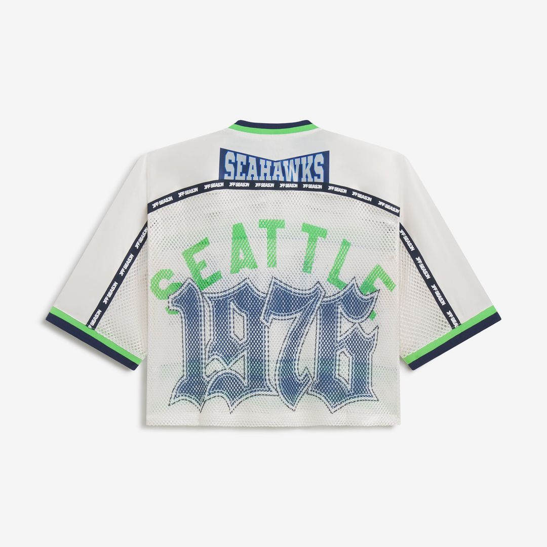 Seattle Seahawks Women's Cropped Mesh V-Neck Top - Cream