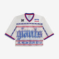 New York Giants Women's Cropped Mesh V-Neck Top - Cream