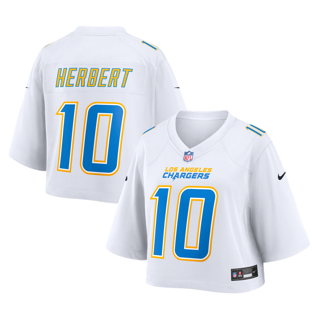Justin Herbert Los Angeles Chargers Women's Cropped Fashion Jersey - White
