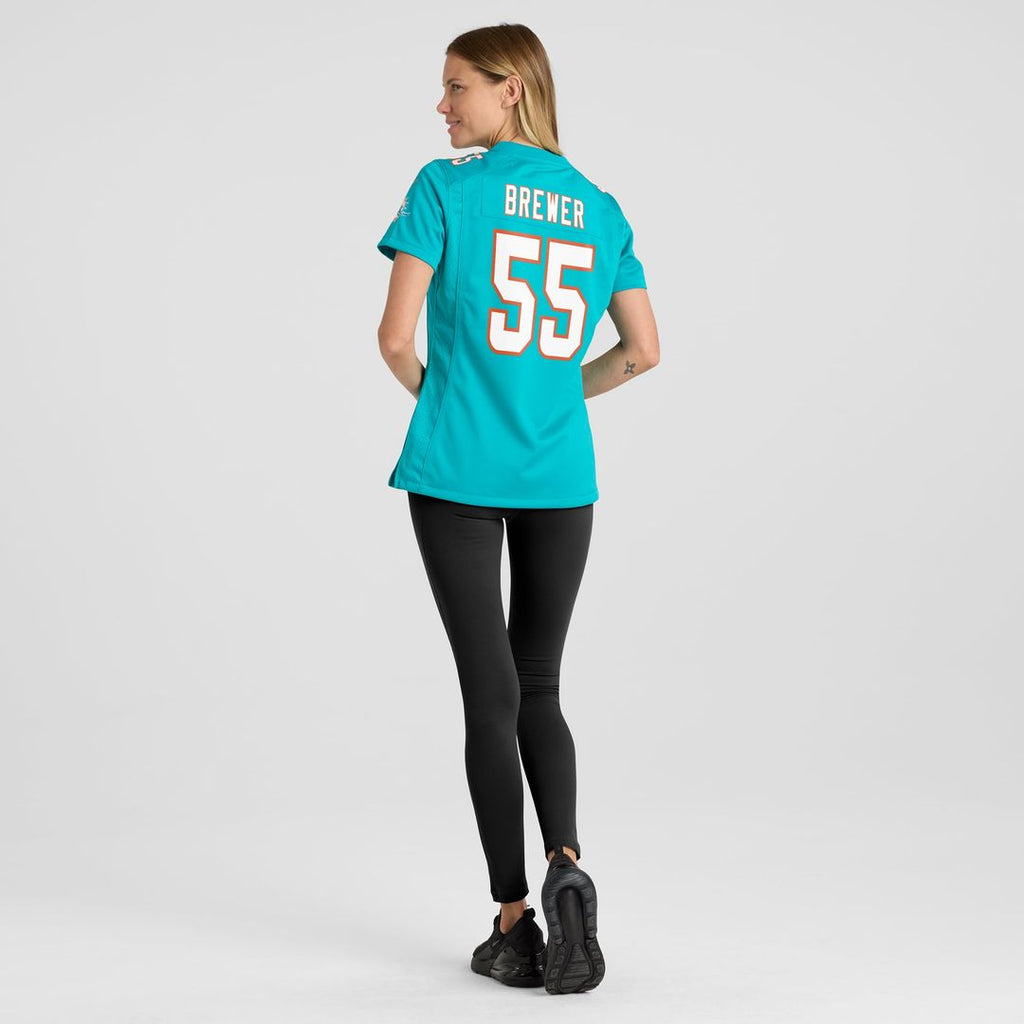 Aaron Brewer Miami Dolphins Women's Jersey - Aqua