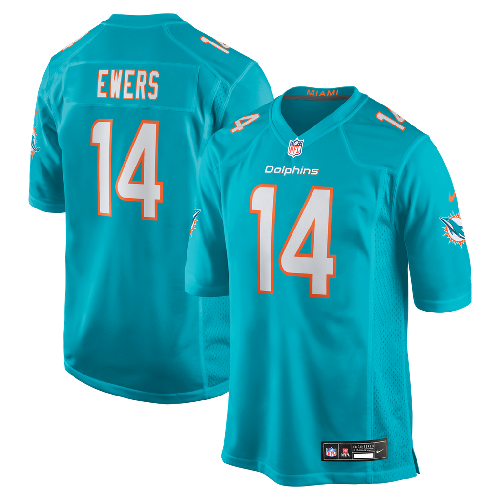 Quinn Ewers Miami Dolphins Team Jersey - Aqua