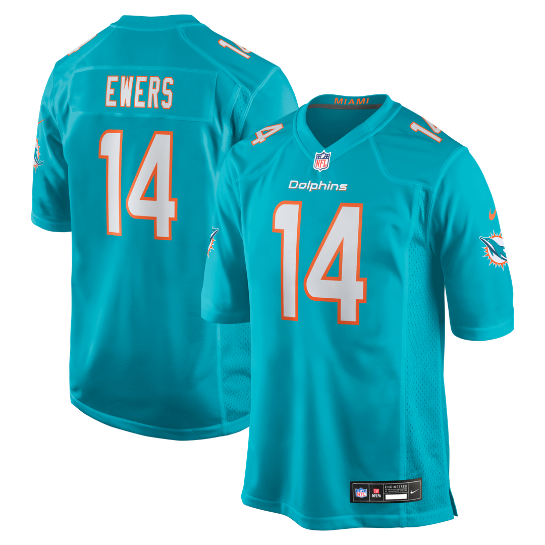 Quinn Ewers Miami Dolphins Team Jersey - Aqua