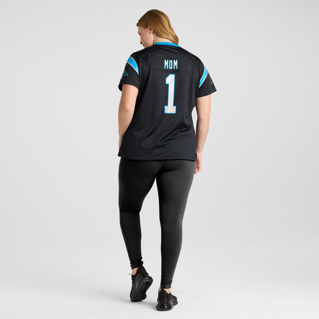 Number 1 Mom Carolina Panthers Women's Jersey - Black