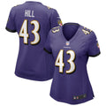 Justice Hill Baltimore Ravens Women's Jersey - Purple