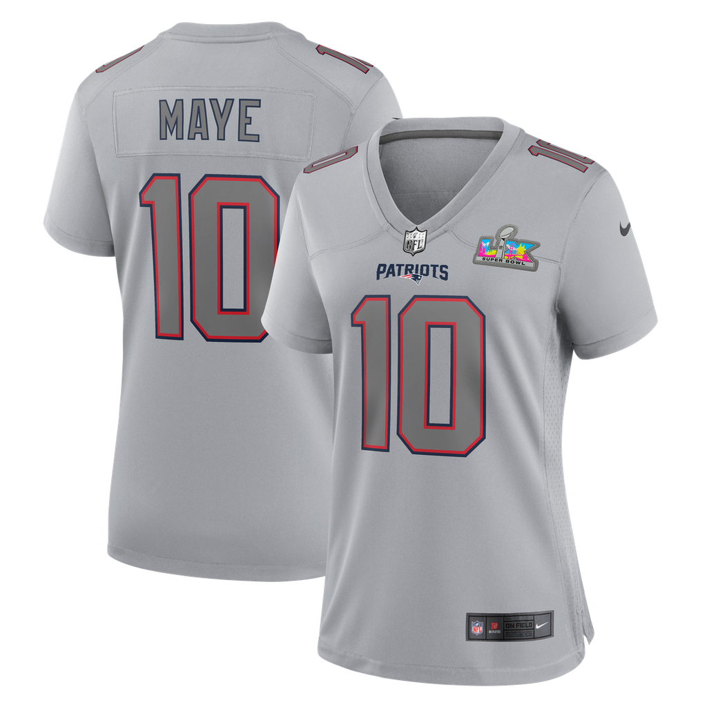 Drake Maye New England Patriots Women's Championship Patch Atmosphere Fashion Jersey - Silver