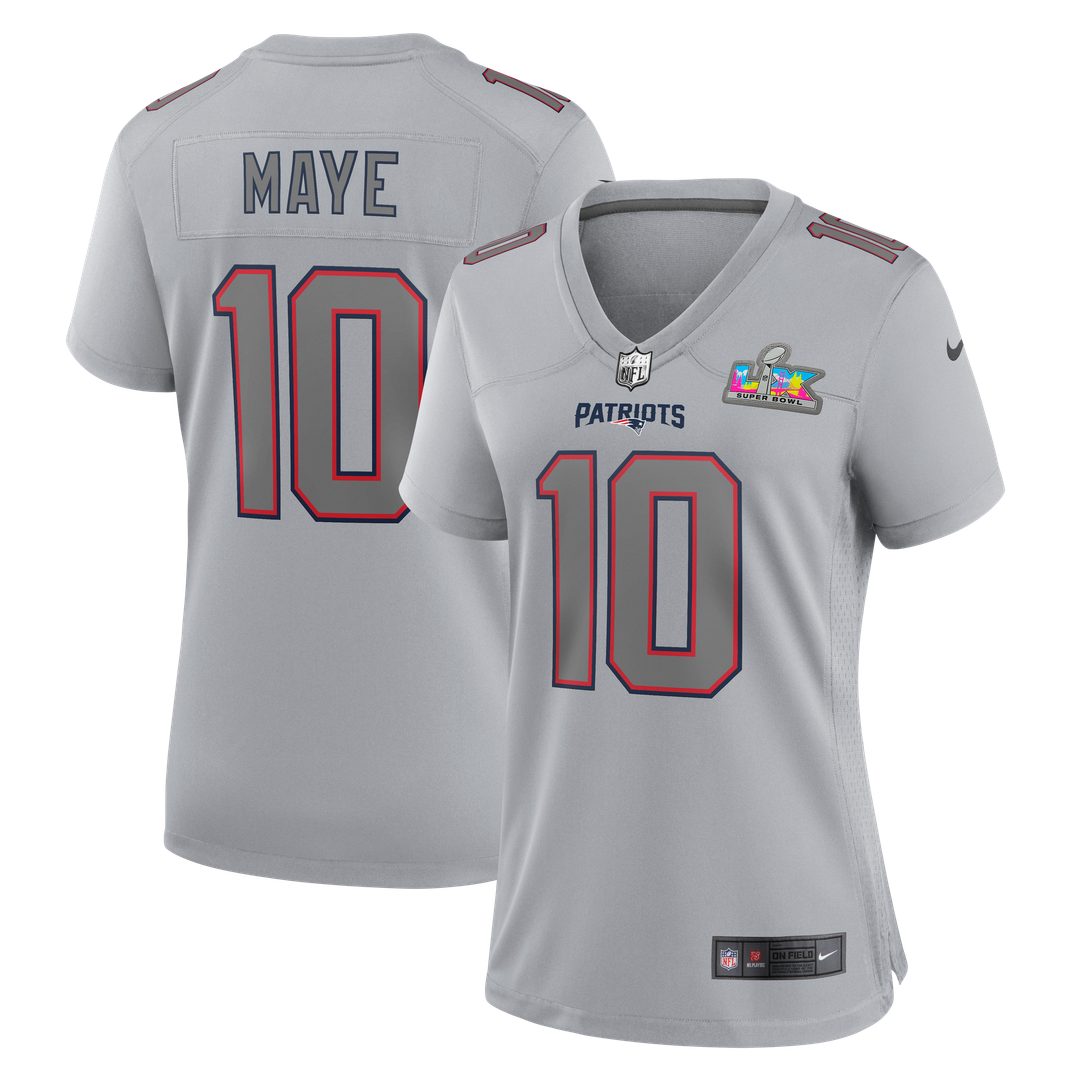 Drake Maye New England Patriots Women's Championship Patch Atmosphere Fashion Jersey - Silver