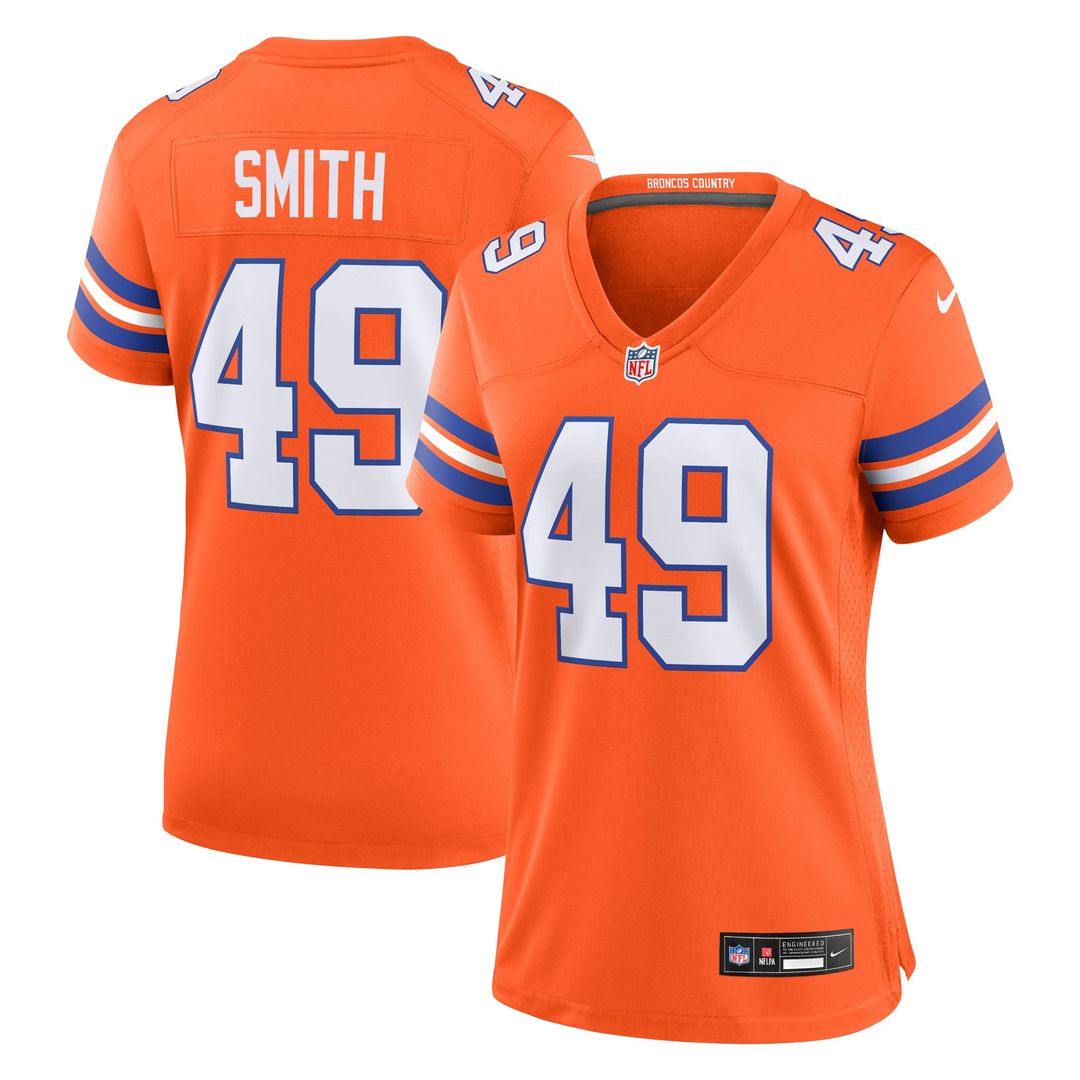Dennis Smith Denver Broncos Women's Mile High Collection 1977 Throwback Retired Player Jersey - Orange