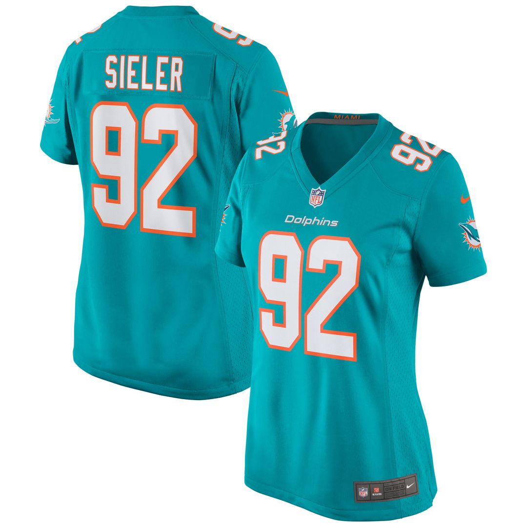 Zach Sieler Miami Dolphins Women's Jersey - Aqua