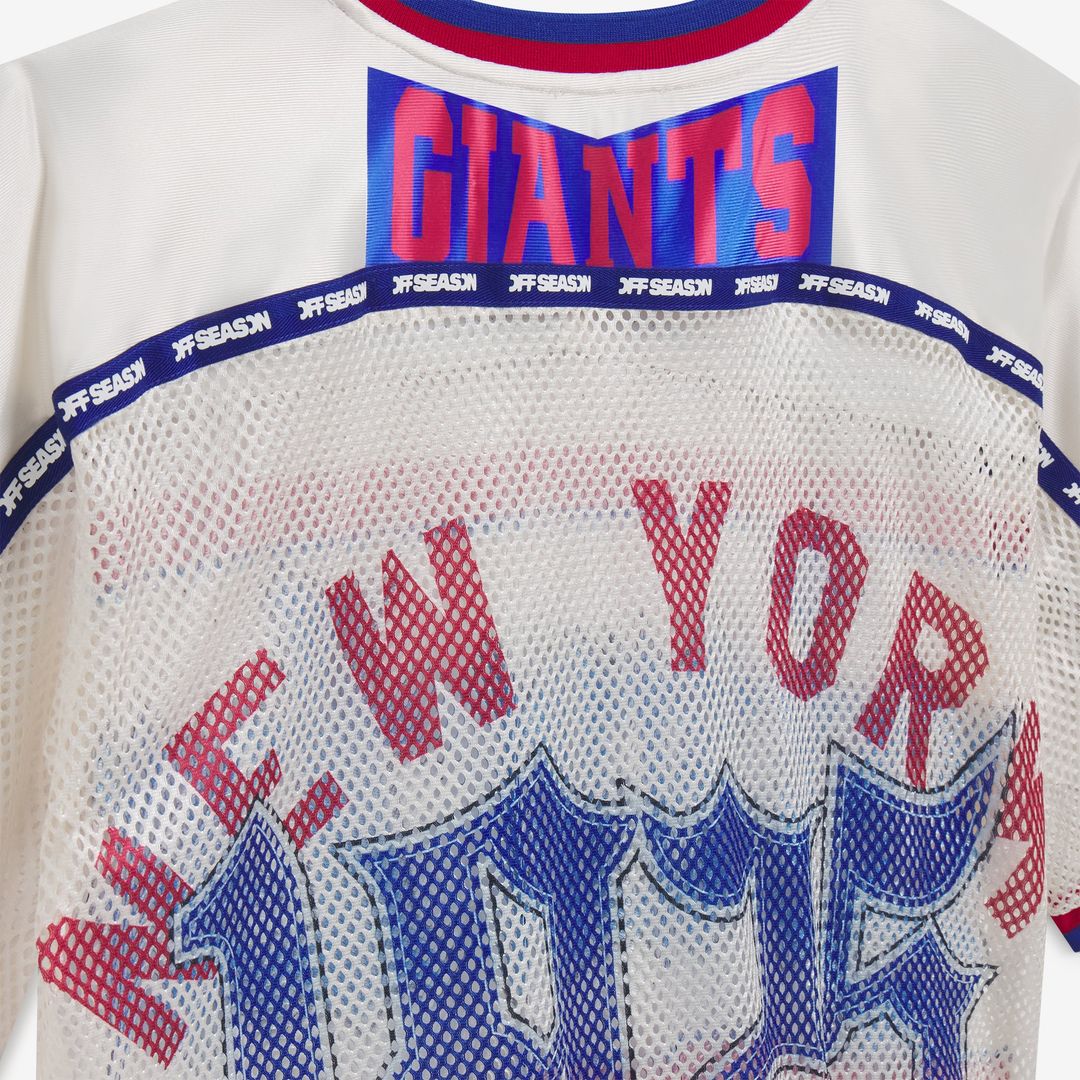 New York Giants Women's Cropped Mesh V-Neck Top - Cream