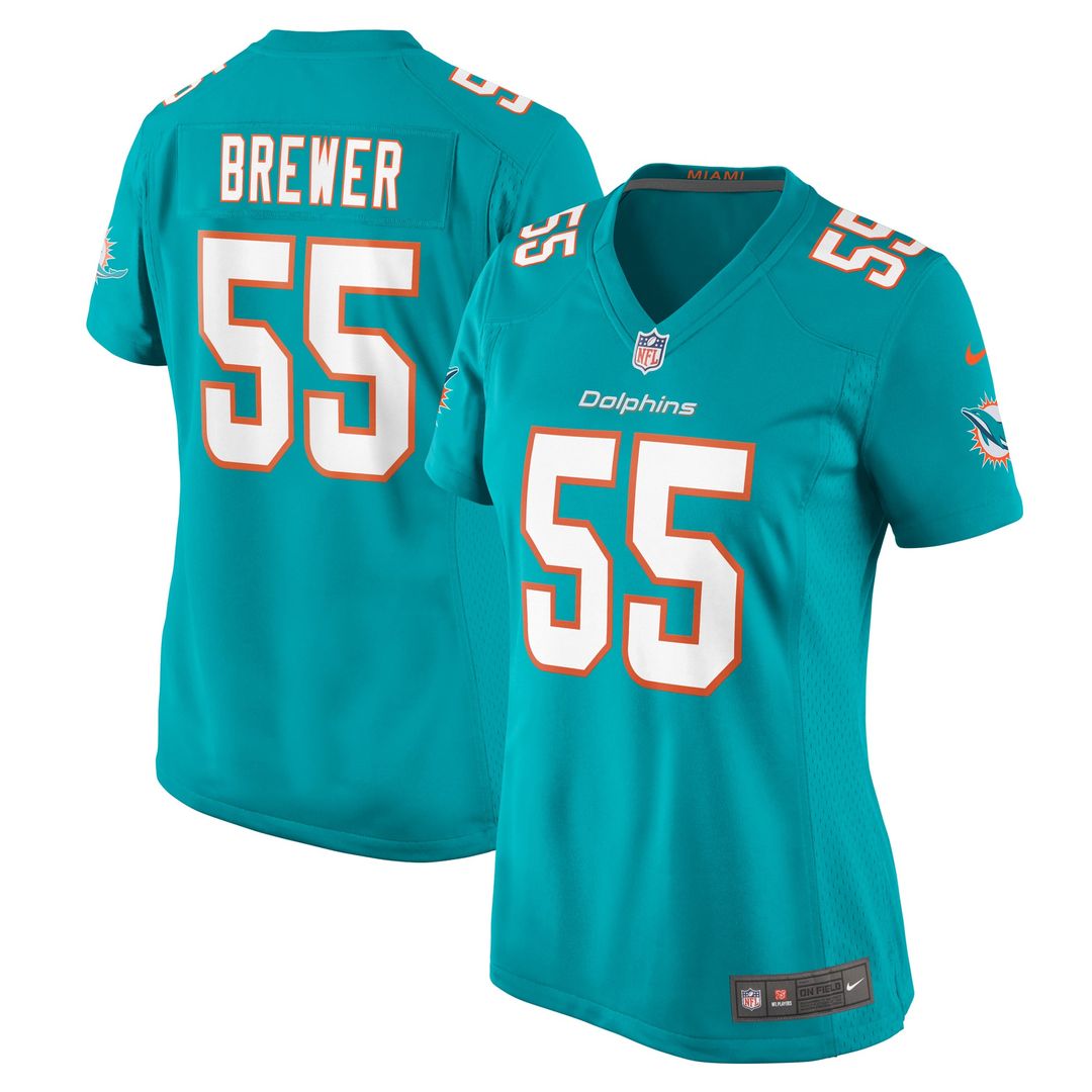 Aaron Brewer Miami Dolphins Women's Jersey - Aqua