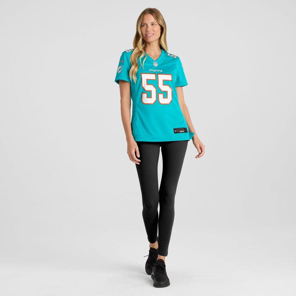 Aaron Brewer Miami Dolphins Women's Jersey - Aqua