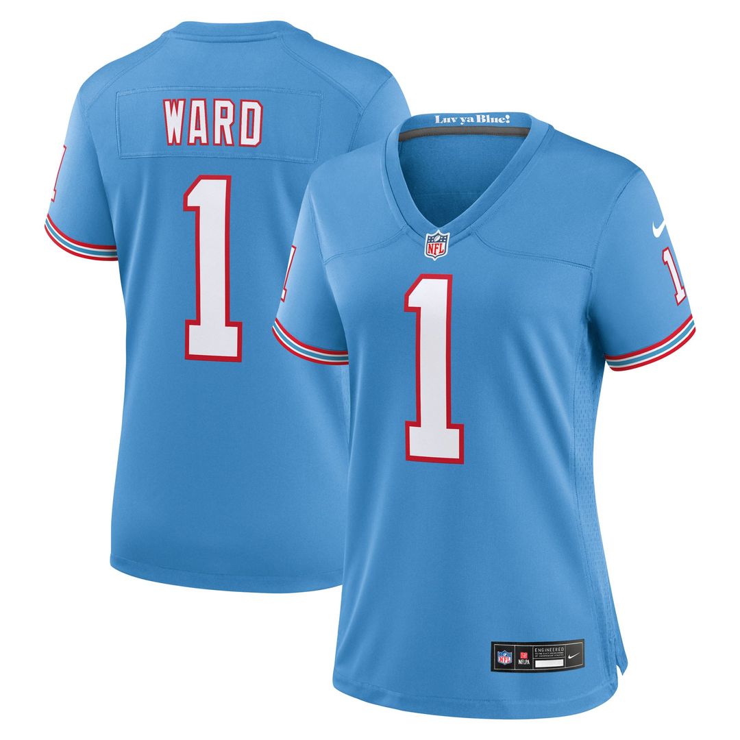 Cameron Ward Tennessee Titans Women's Alternate Oilers Throwback Jersey - Light Blue