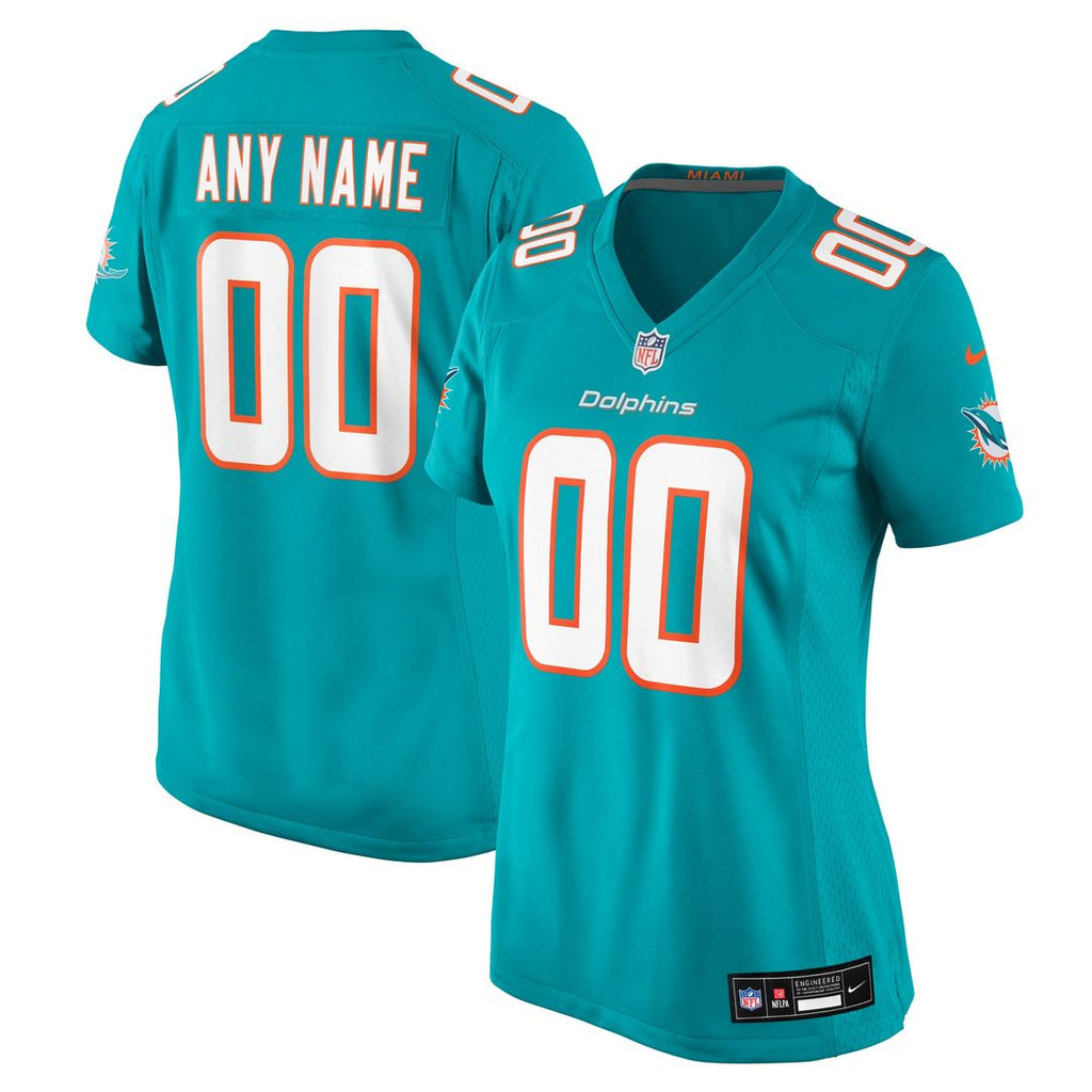 Miami Dolphins Women's Custom Jersey - Aqua