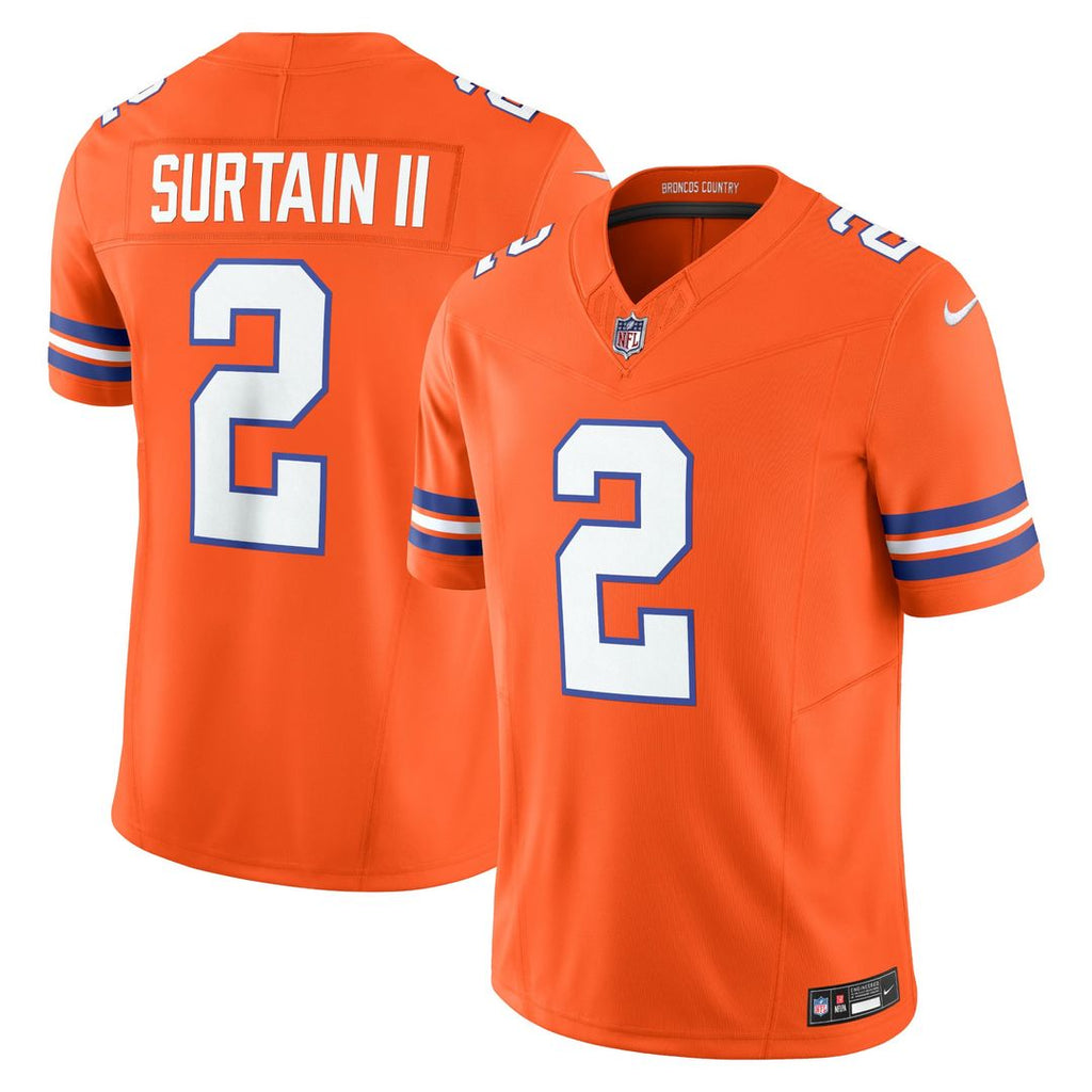 Patrick Surtain II Denver Broncos Alternate Mile High Collection 1977 Throwback Jersey - Orange