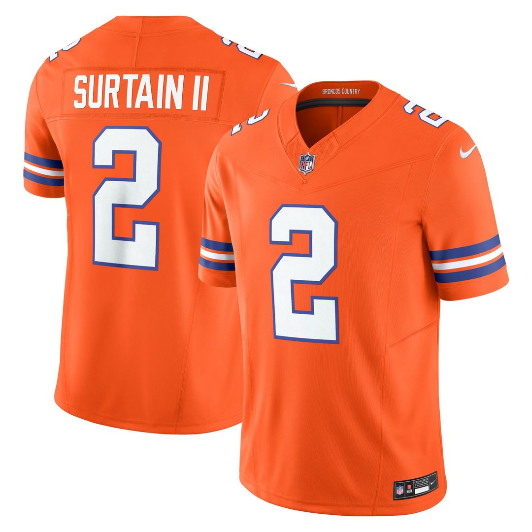 Patrick Surtain II Denver Broncos Alternate Mile High Collection 1977 Throwback Jersey - Orange