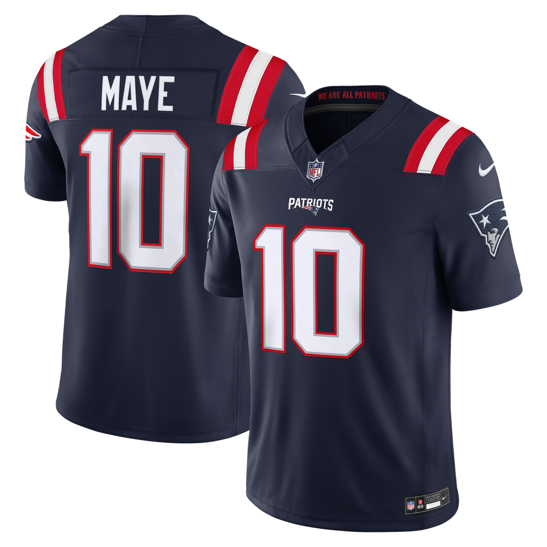 Drake Maye New England Patriots Team Stitched Jersey - Navy