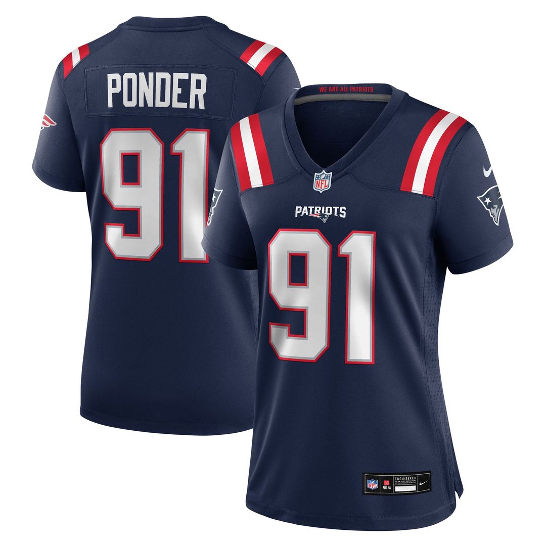 Elijah Ponder New England Patriots Women's Team Jersey - Navy