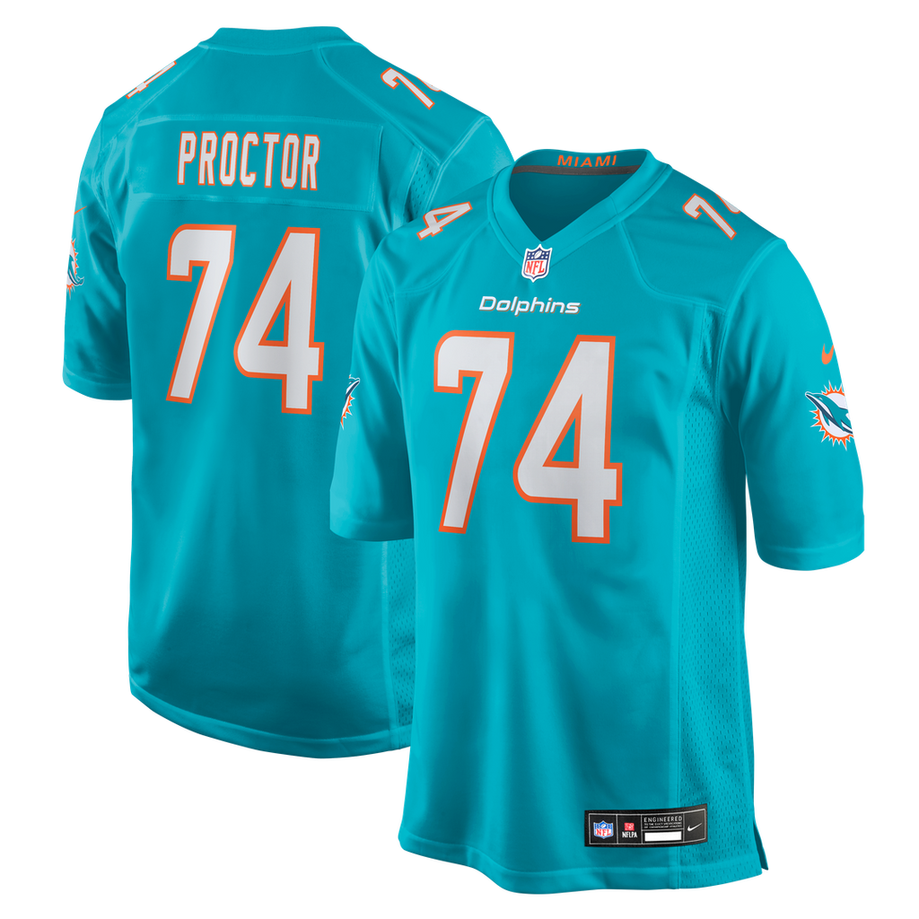 Kadyn Proctor Miami Dolphins Team Jersey - Aqua
