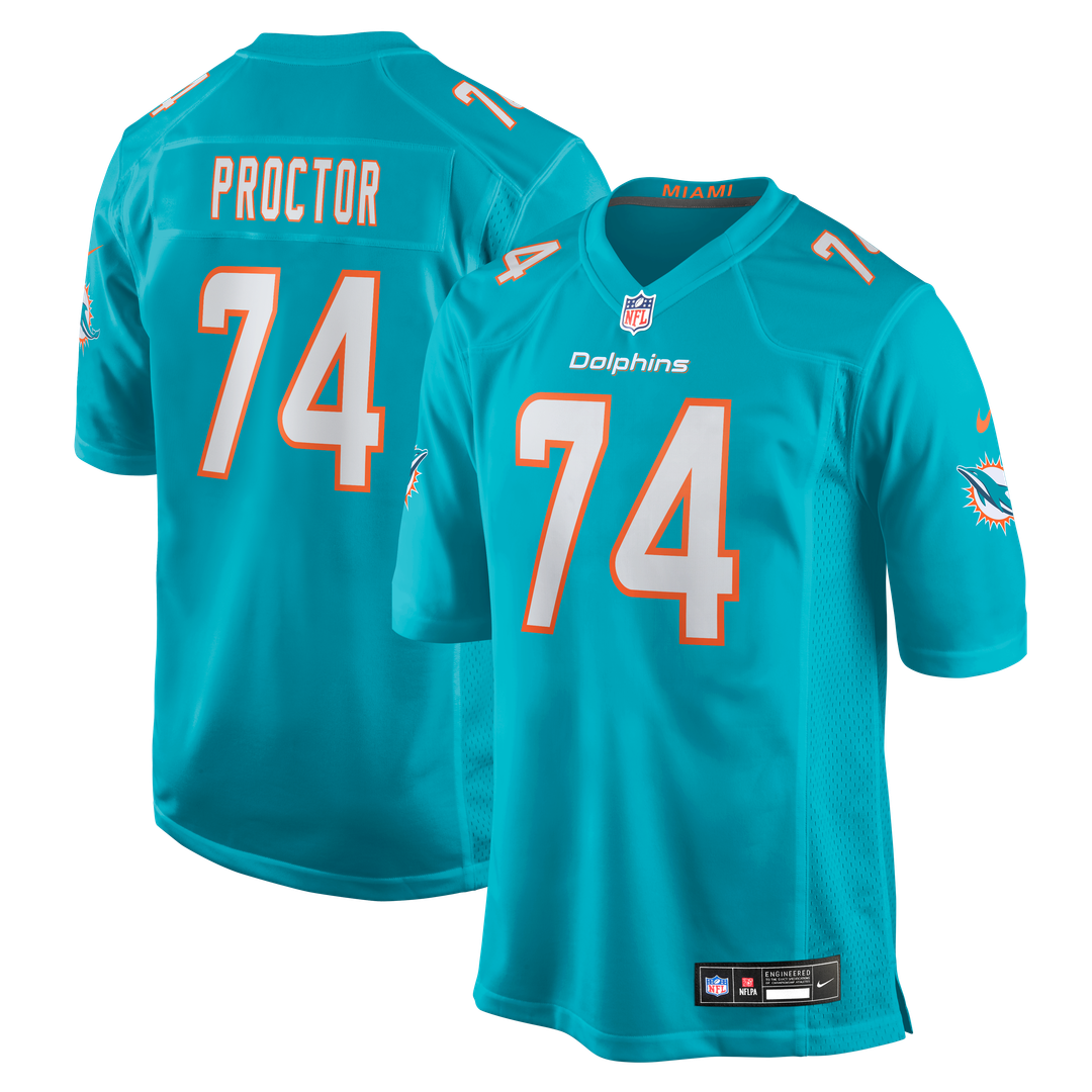 Kadyn Proctor Miami Dolphins Team Jersey - Aqua