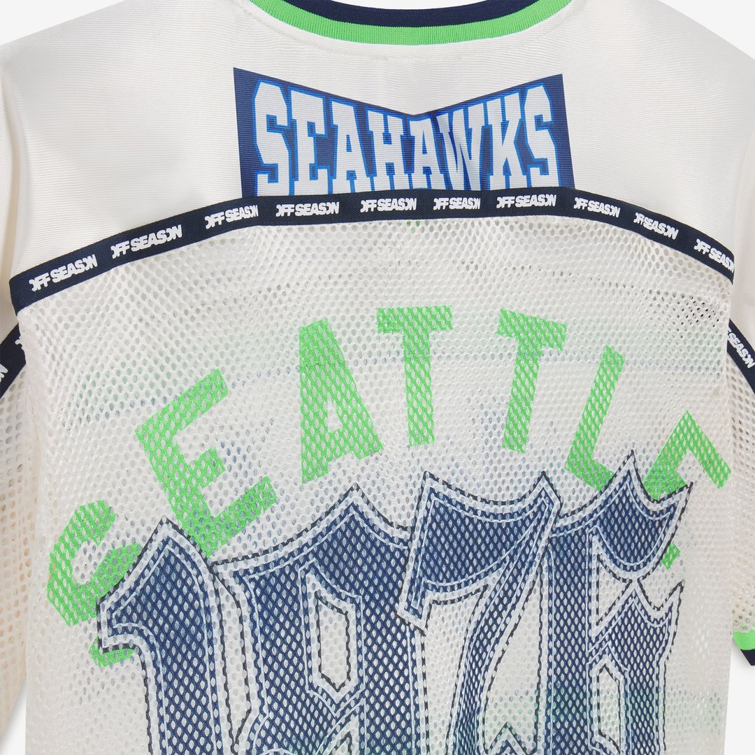 Seattle Seahawks Women's Cropped Mesh V-Neck Top - Cream
