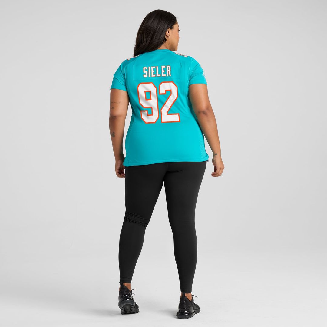 Zach Sieler Miami Dolphins Women's Jersey - Aqua