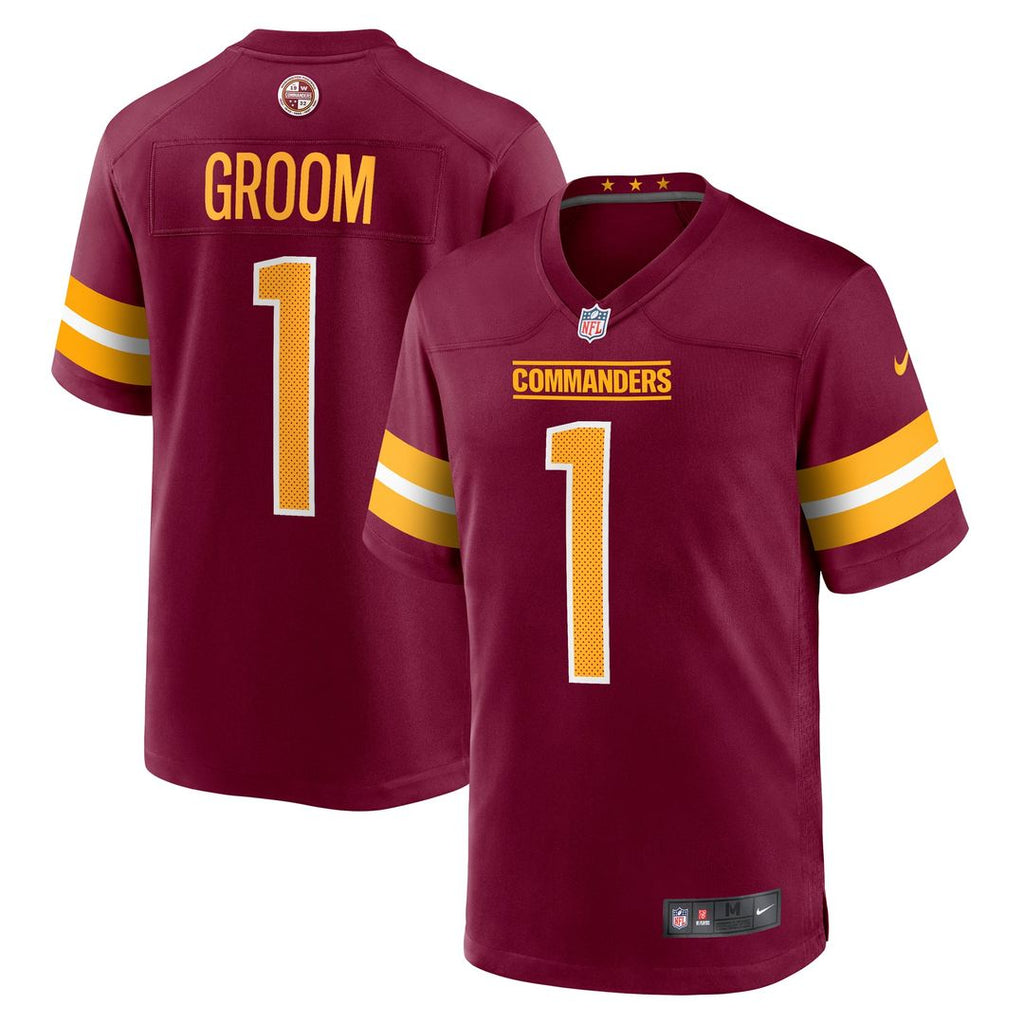 Number 1 Groom Washington Commanders Jersey - Burgundy