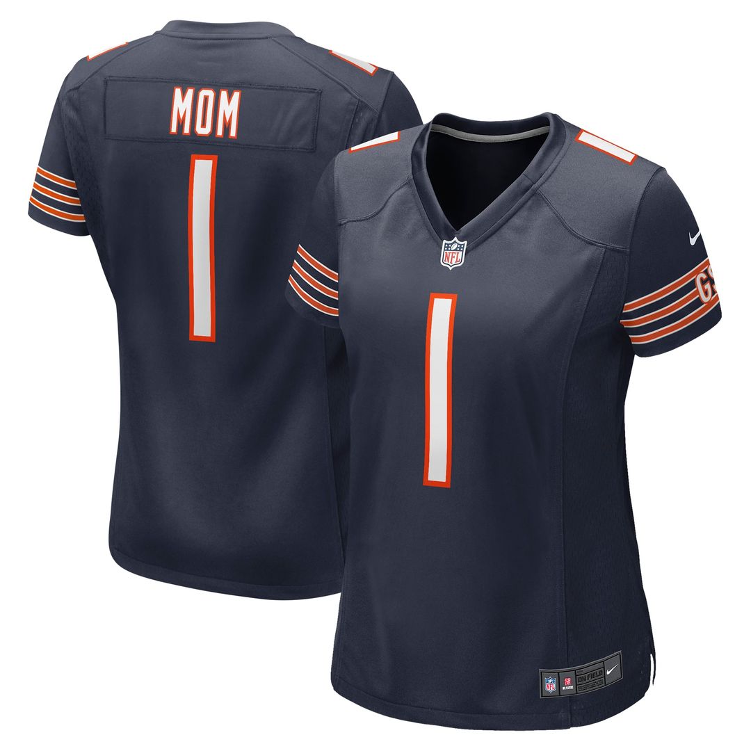 Number 1 Mom Chicago Bears Women's Jersey - Navy