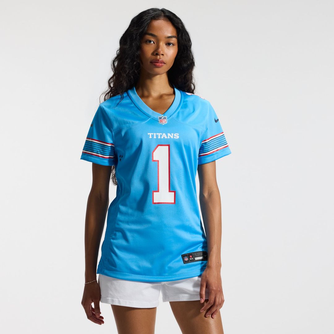 Cameron Ward Tennessee Titans Women's Jersey - Light Blue