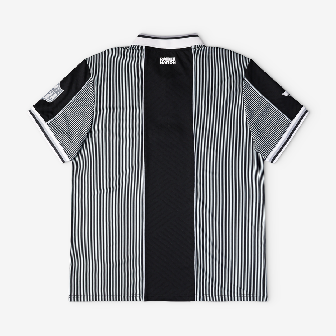 Las Vegas Raiders Youth Football x Football Collared Fan Top - Silver/Black