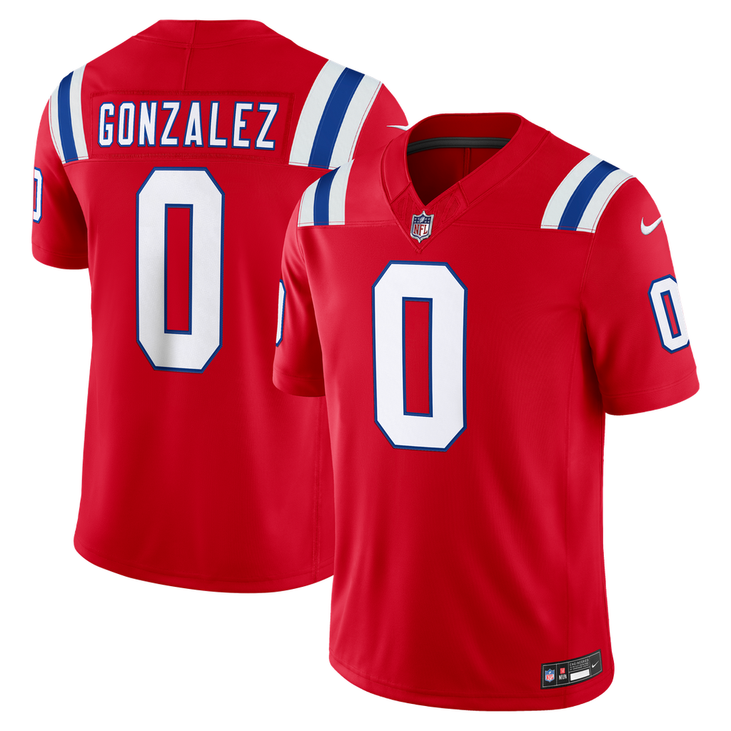 Christian Gonzalez New England Patriots Alternate Stitched Jersey - Red