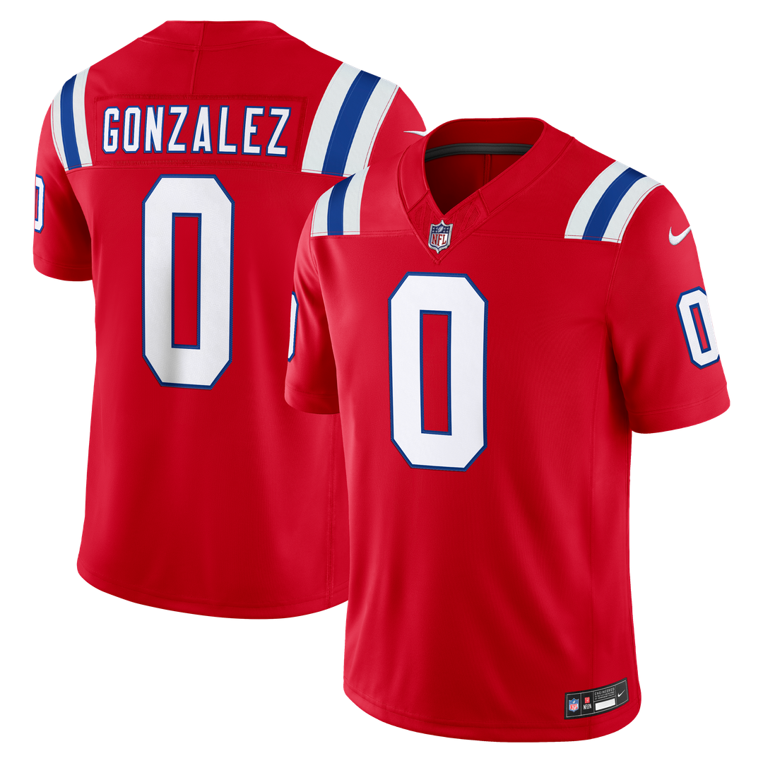 Christian Gonzalez New England Patriots Alternate Stitched Jersey - Red