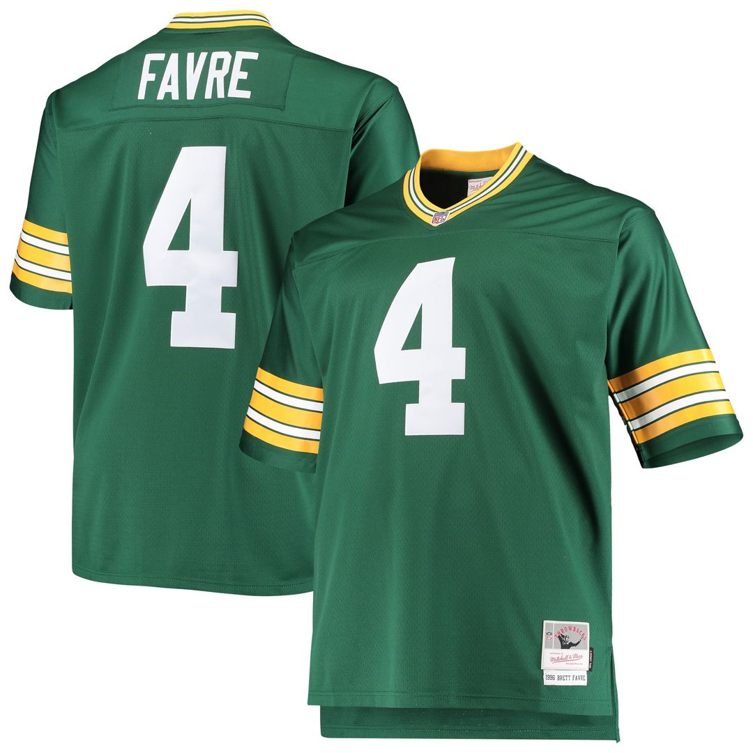 Brett Favre Green Bay Packers Big & Tall 1996 Retired Player Jersey - Green
