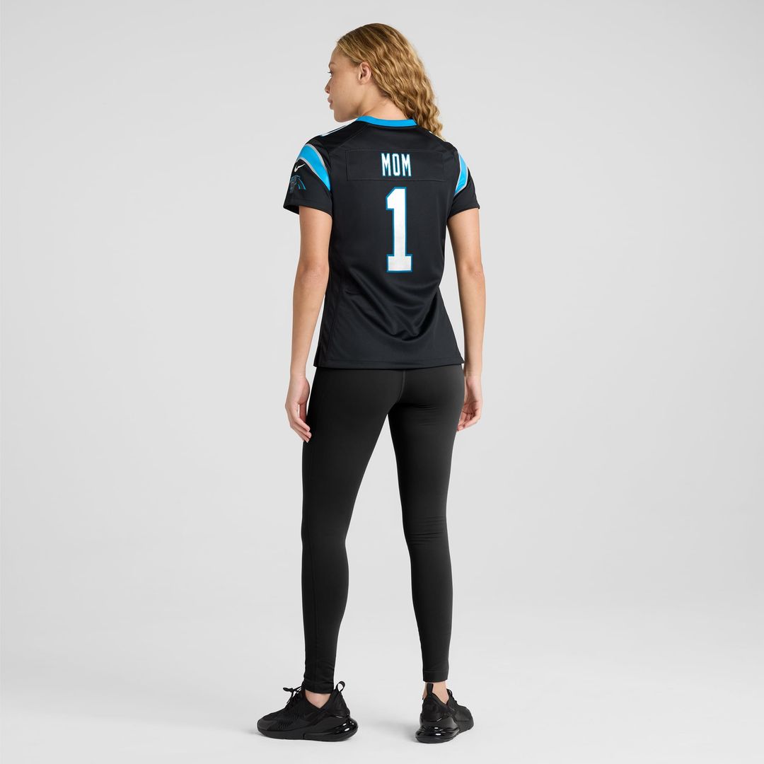 Number 1 Mom Carolina Panthers Women's Jersey - Black