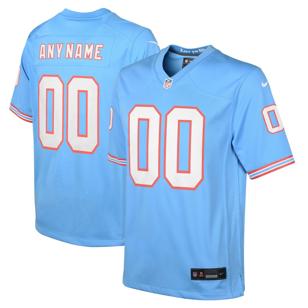 Tennessee Titans Youth Oilers Throwback Custom Jersey - Light Blue