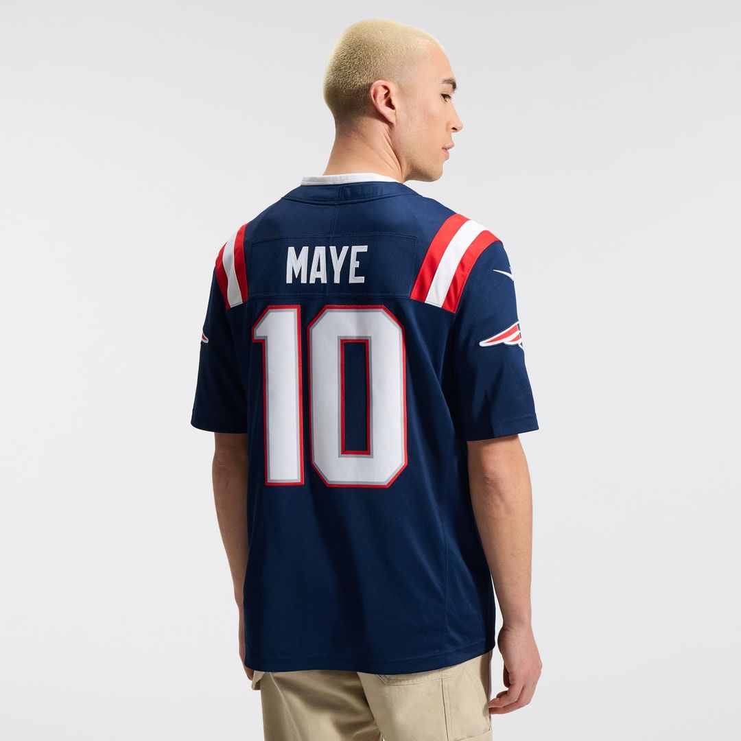 Drake Maye New England Patriots Team Stitched Jersey - Navy