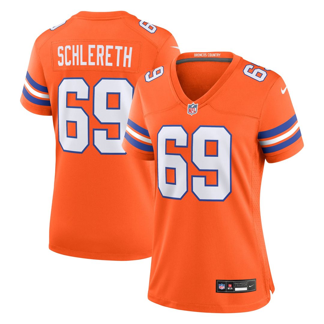 Mark Schlereth Denver Broncos Women's Mile High Collection 1977 Throwback Retired Player Jersey - Orange