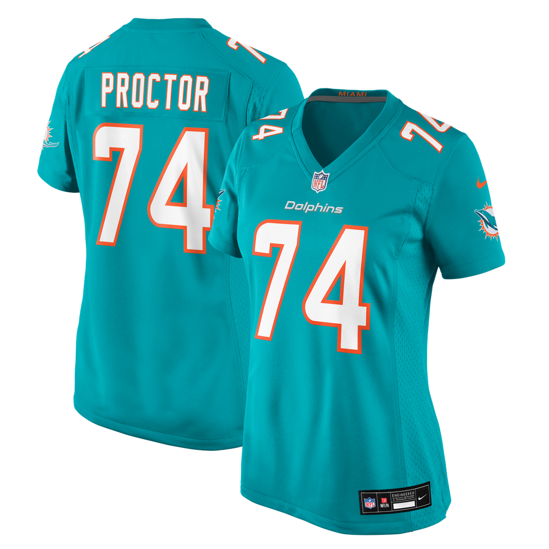 Kadyn Proctor Miami Dolphins Women's Team Jersey - Aqua