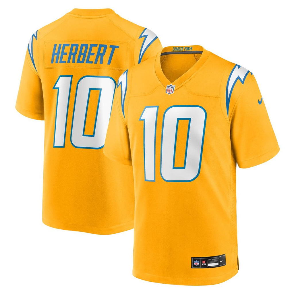 Justin Herbert Los Angeles Chargers Youth Alternate Charger Power Jersey - Gold