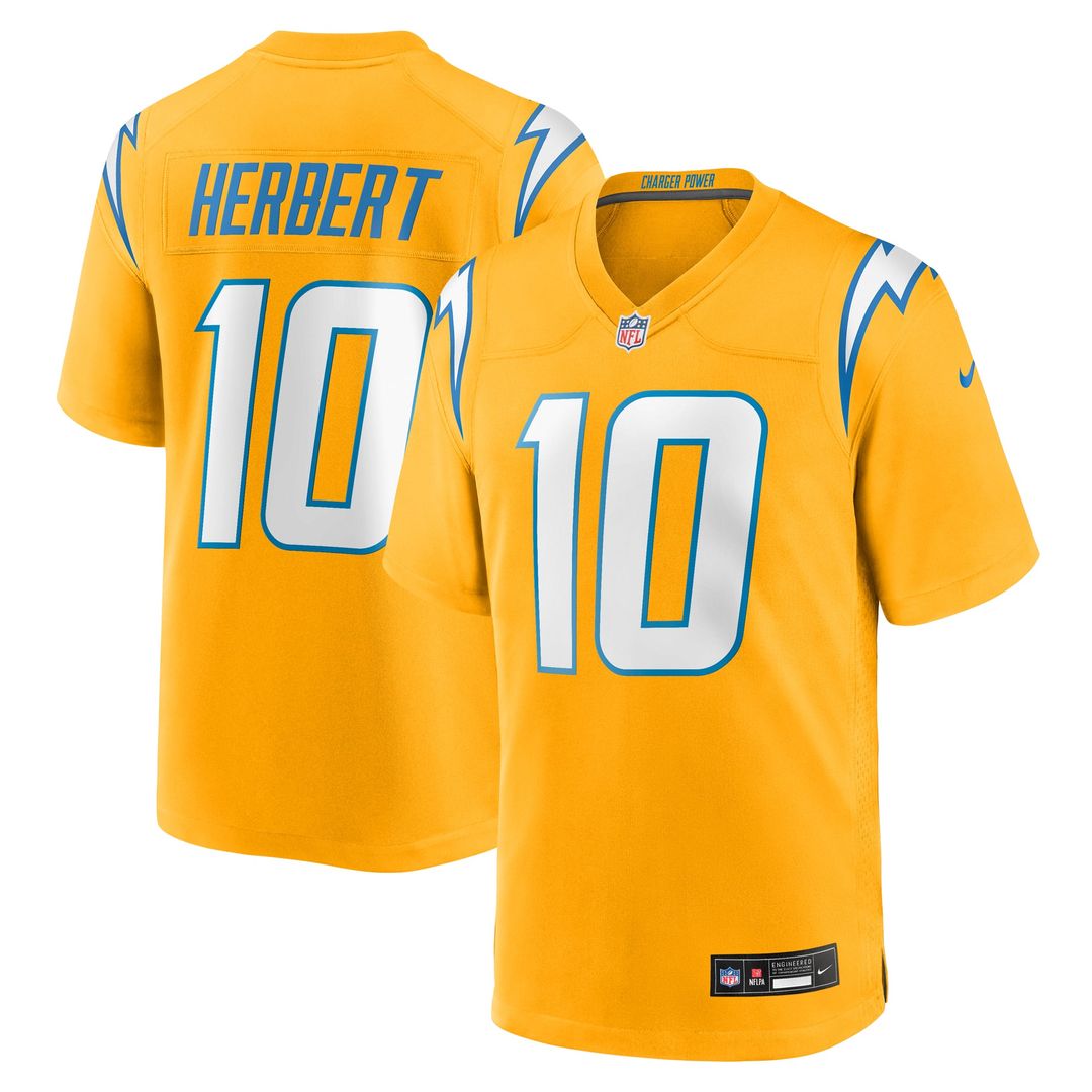 Justin Herbert Los Angeles Chargers Youth Alternate Charger Power Jersey - Gold