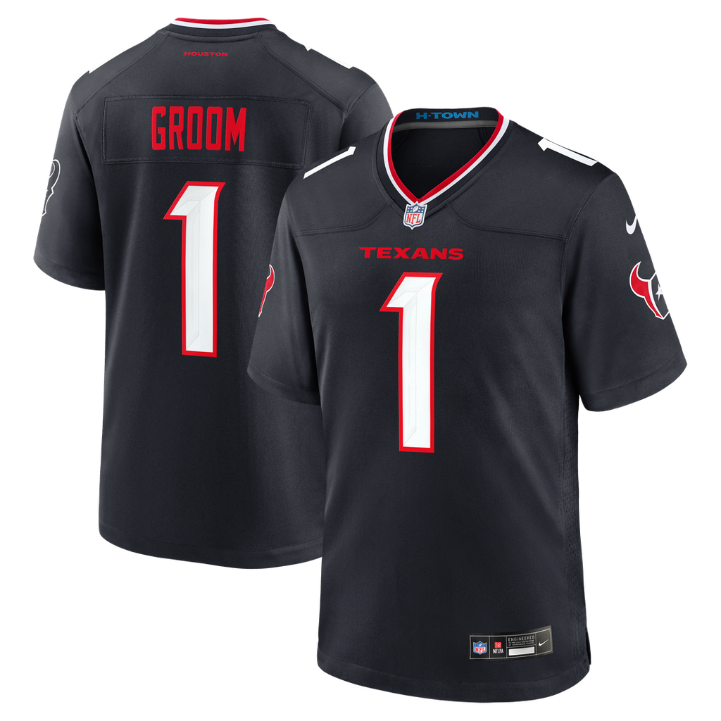 Number 1 Groom Houston Texans Jersey - Navy