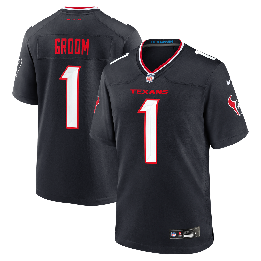 Number 1 Groom Houston Texans Jersey - Navy