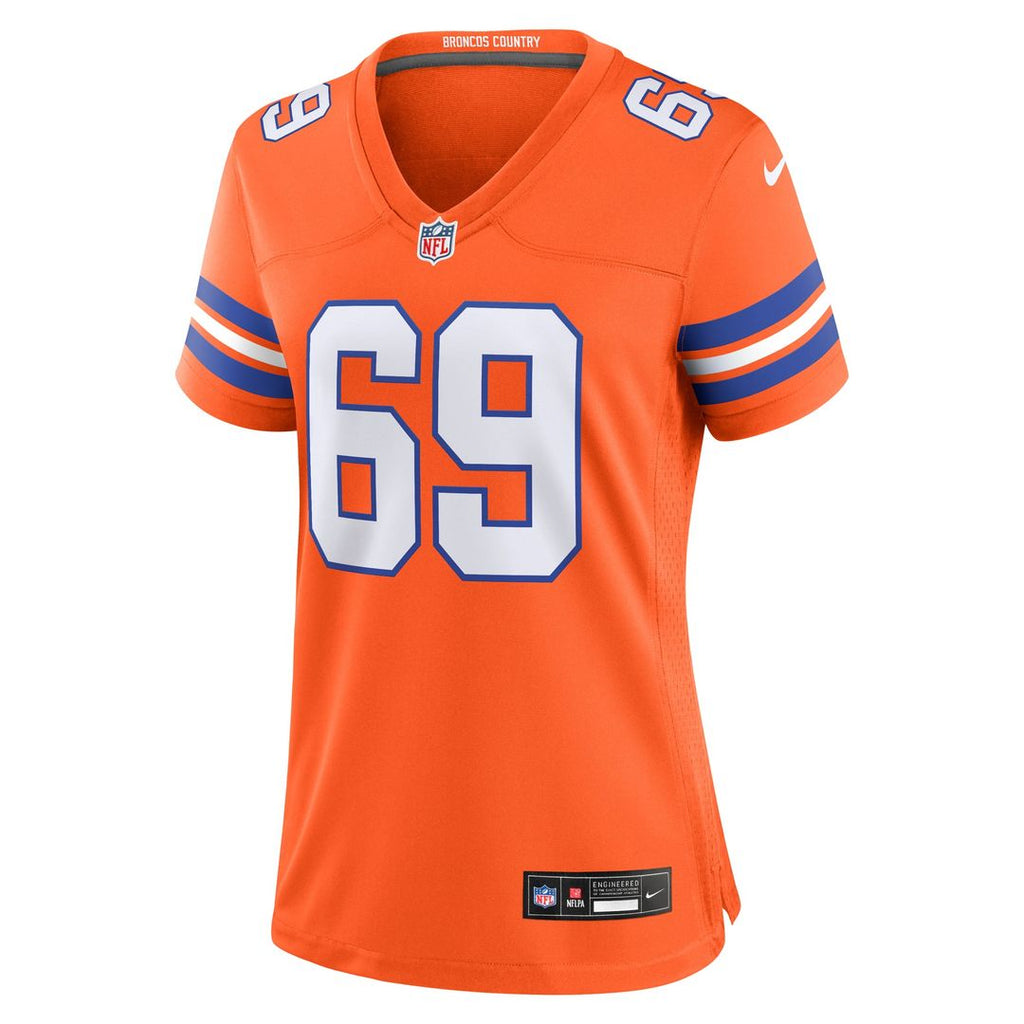 Mark Schlereth Denver Broncos Women's Mile High Collection 1977 Throwback Retired Player Jersey - Orange