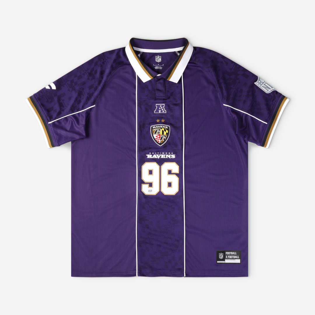Baltimore Ravens Youth Football x Football Collared Fan Top - Purple