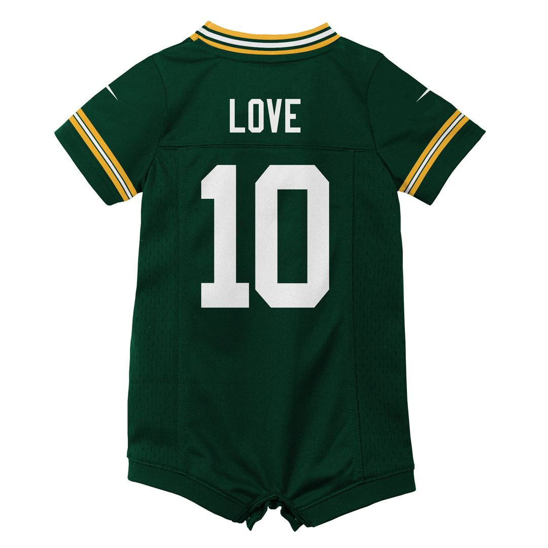 Love Green Bay Packers Newborn Romper Jersey - Green