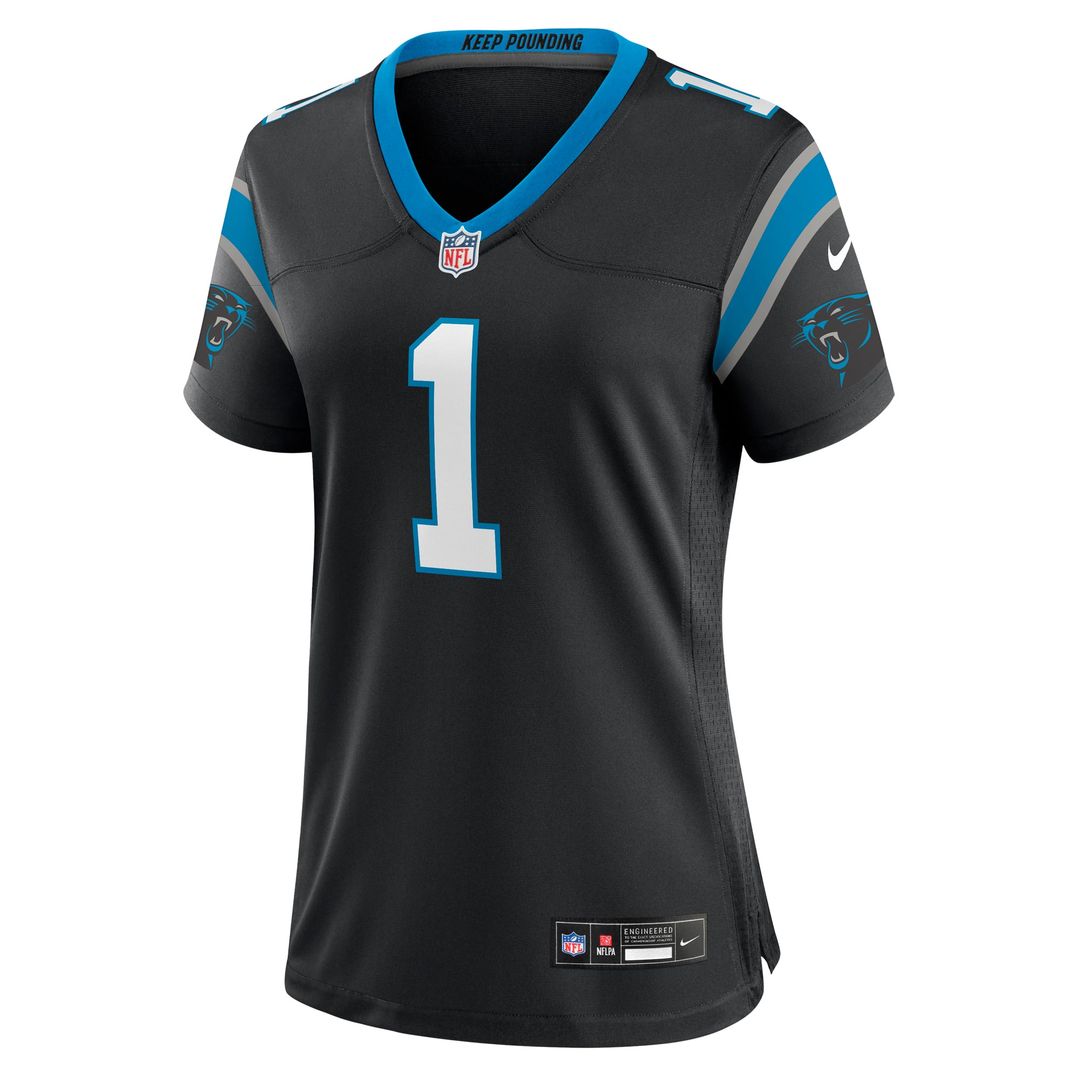 Number 1 Mom Carolina Panthers Women's Jersey - Black