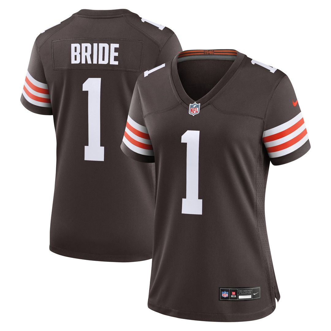 Number 1 Bride Cleveland Browns Women's Jersey - Brown
