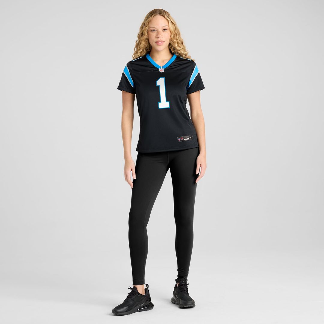 Number 1 Mom Carolina Panthers Women's Jersey - Black
