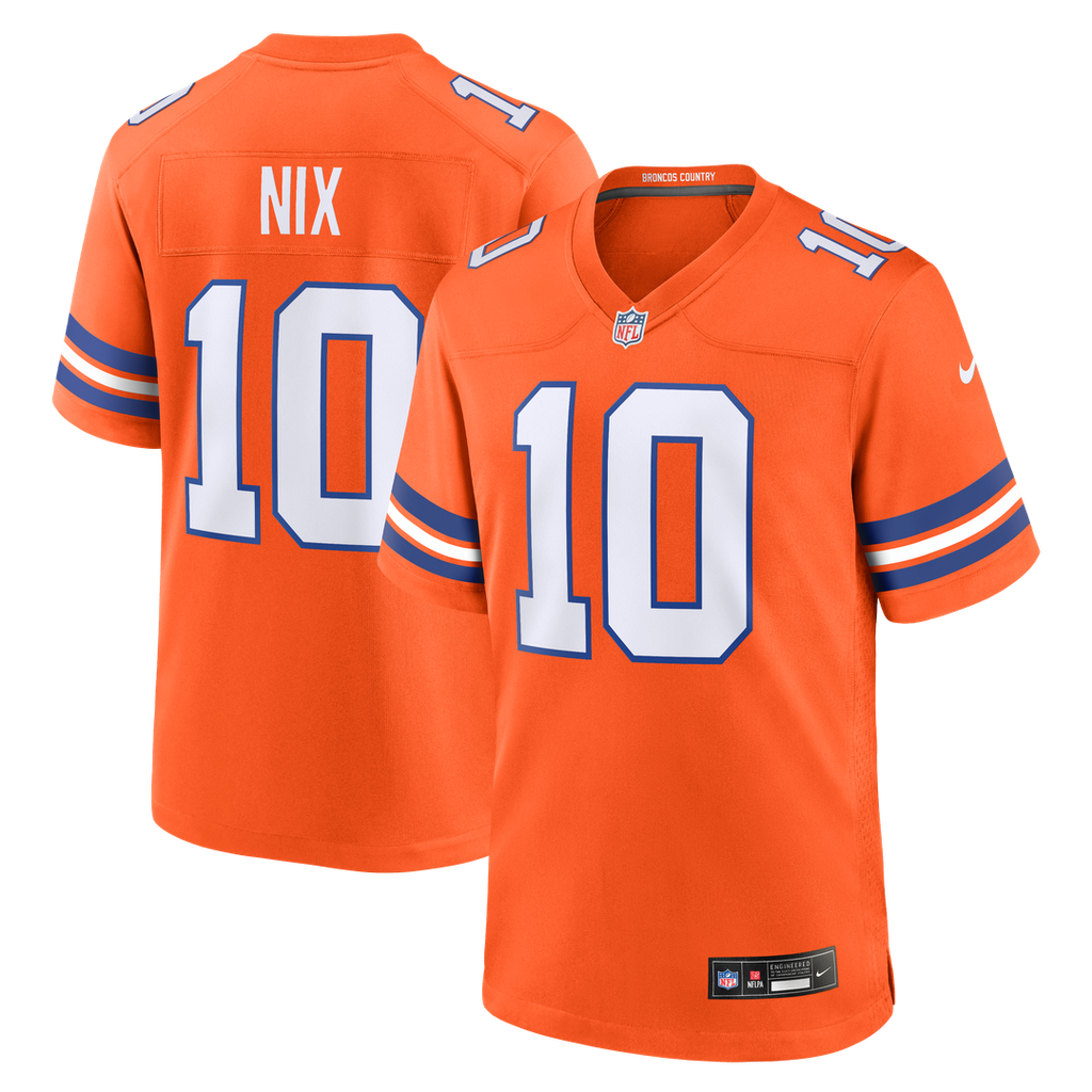 Bo Nix Denver Broncos Mile High Collection 1977 Throwback Player Jersey - Orange