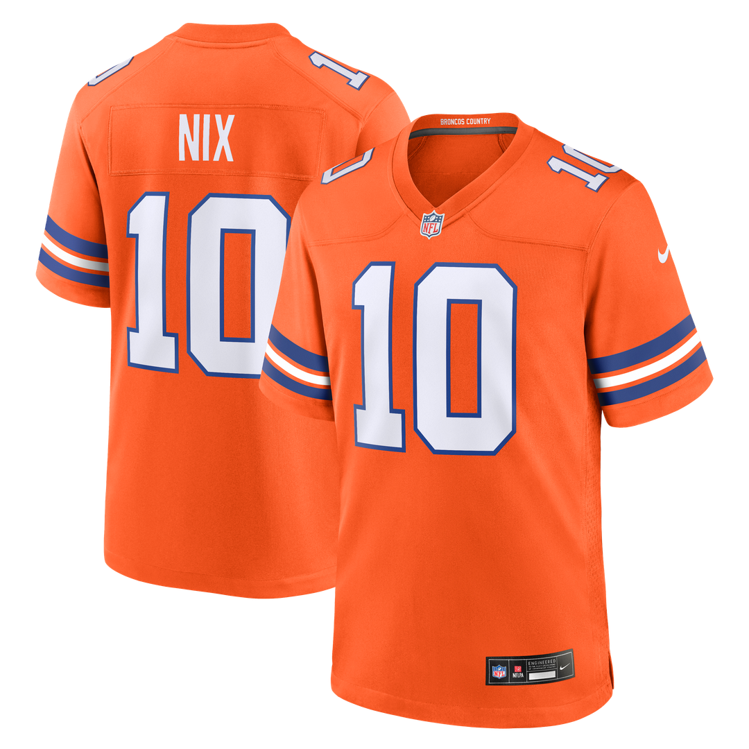 Bo Nix Denver Broncos Mile High Collection 1977 Throwback Player Jersey - Orange